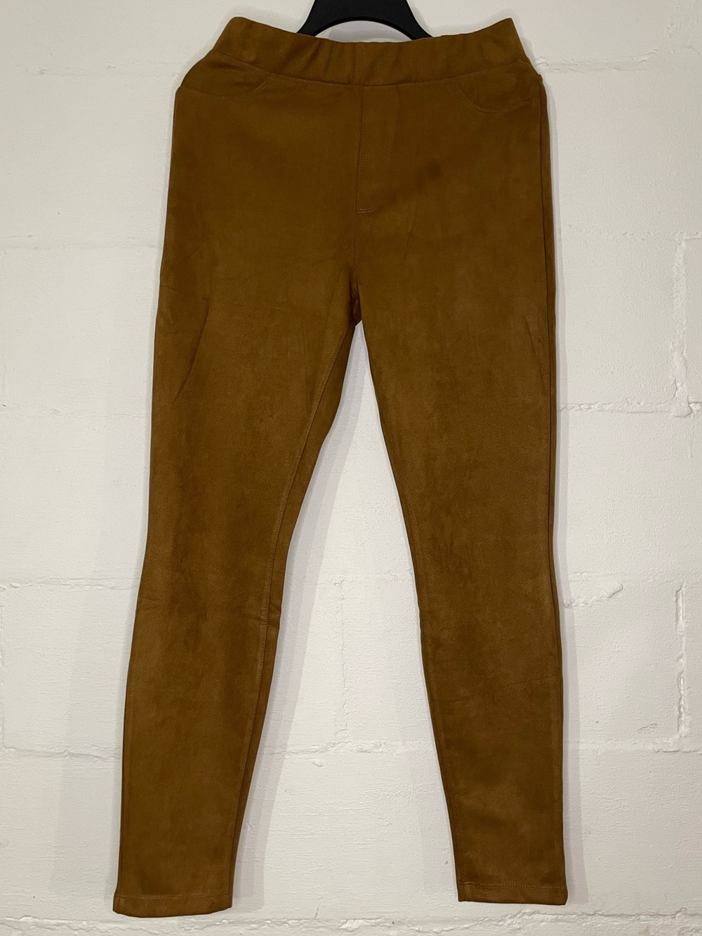 Sanctuary Slim Faux-Suede Leggings in Rich Caramel Brown
